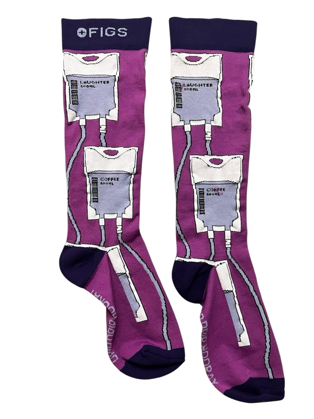FIGS Unisex IV Bag Purple Knee High Compression Socks Size L Work Travel - Picture 2 of 4